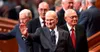 President Nelson with General Authorities at general conference