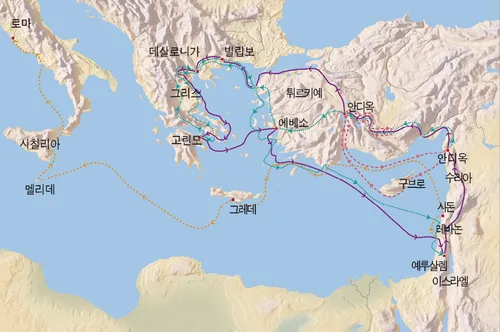 바울의 여행 지도