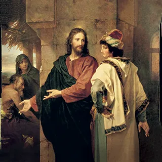 Jesus speaking with a man