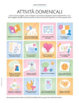 Pannello attività con illustrazioni