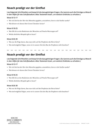 Arbeitsblatt: „Noachs Predigen vor der Flut“