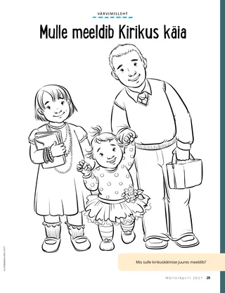 coloring page of children walking to church