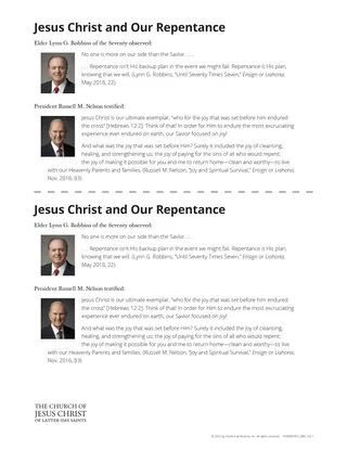 Jesus Christ and Our Repentance