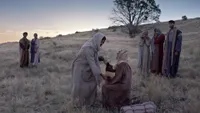 Jesus Christ heals a blind man, by the blind man exercising faith