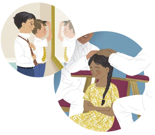 Boys in church clothes, girl being confirmed