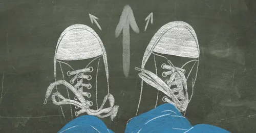 feet with arrows pointing different directions