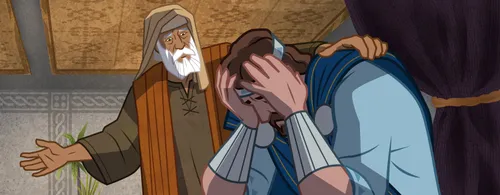 illustration of Nathan talking to David