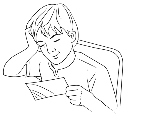illustration of boy studying