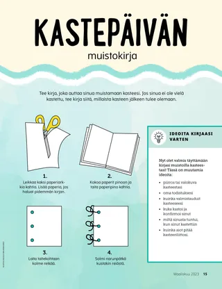 toiminta kirjan valmistamiseksi