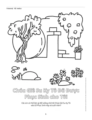 Trang tô màu PDF ngôi mộ trống của Đấng Cứu Rỗi
