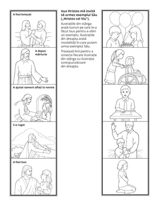pagină cu activități: Isus Hristos mă invită să urmez exemplul Său