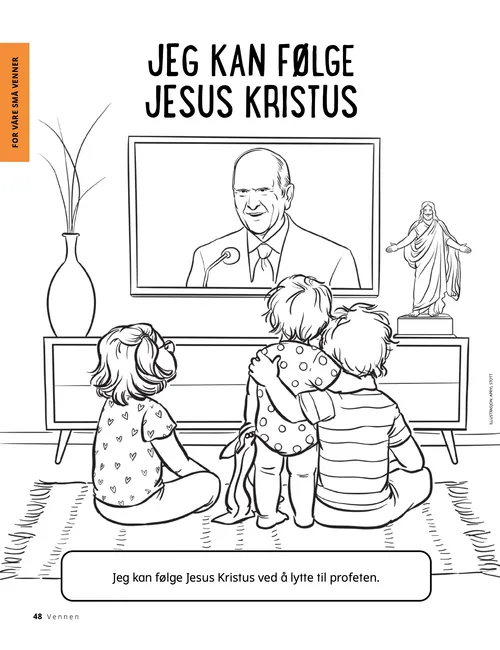 Fargeleggingsaktivitet av barn som ser generalkonferansen på TV