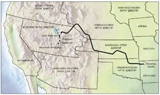 газрын зураг, Арканзасаас Калифорни руу 