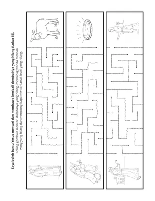 halaman aktiviti: Saya boleh menolong Yesus mencari domba-Nya yang hilang