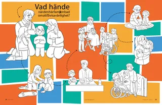 coloring page of family doing kind things for others