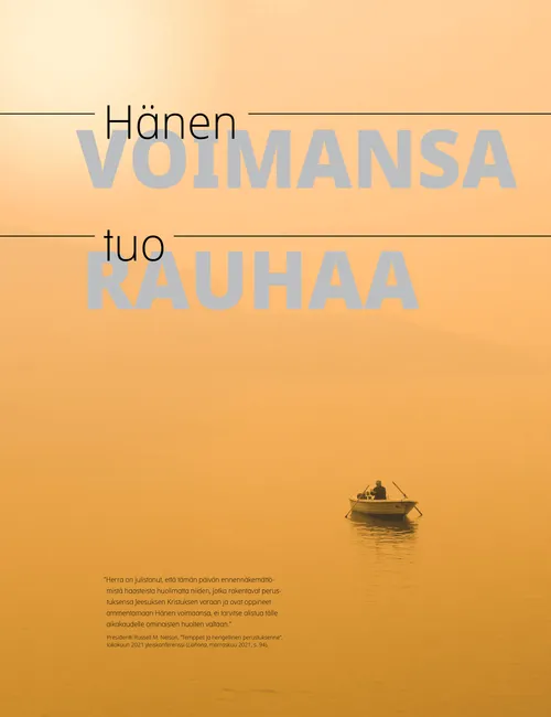 juliste ”Hänen voimansa tuo rauhaa”
