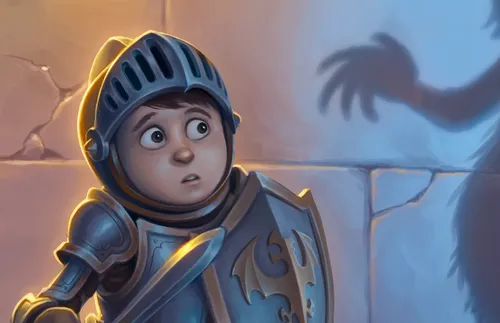 boy looking at imaginary monster