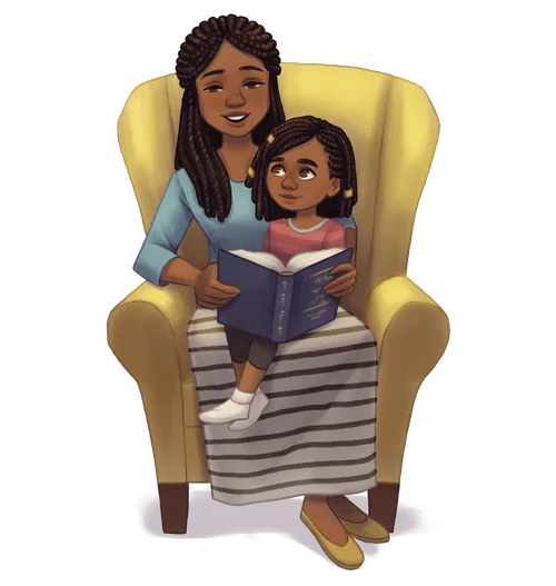 Woman and girl reading the scriptures