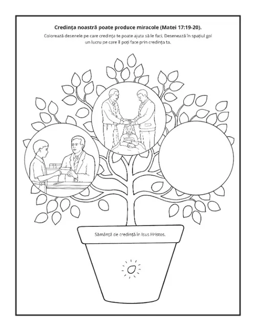 Pagină cu activități: Credința noastră poate produce miracole