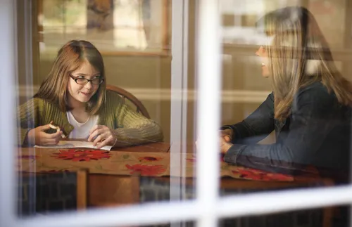 daughter and mother talking