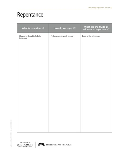 Repentance handout