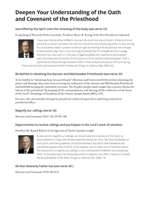 Deepen Your Understanding of the Oath and Covenant of the Priesthood