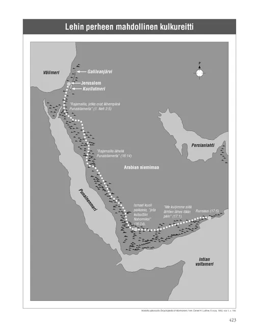 Possible Route Taken by Lehi’s Family map