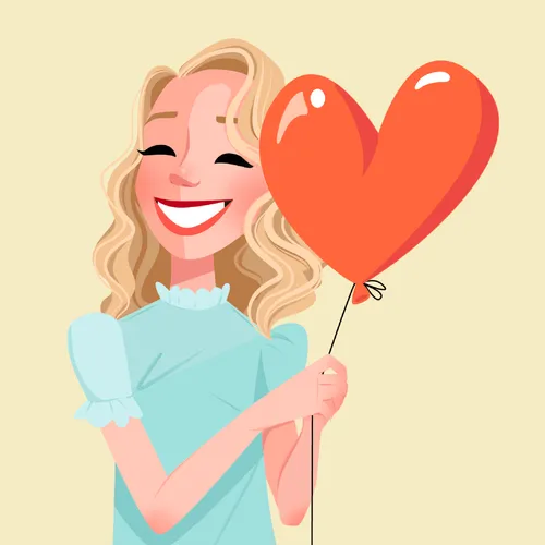 young woman with heart-shaped balloon