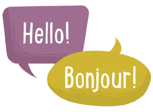 the word ‘hello’ in English and French
