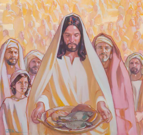 Jesus Christ with loaves and fish