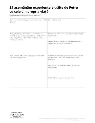 Handout on Likening Peter’s Experience