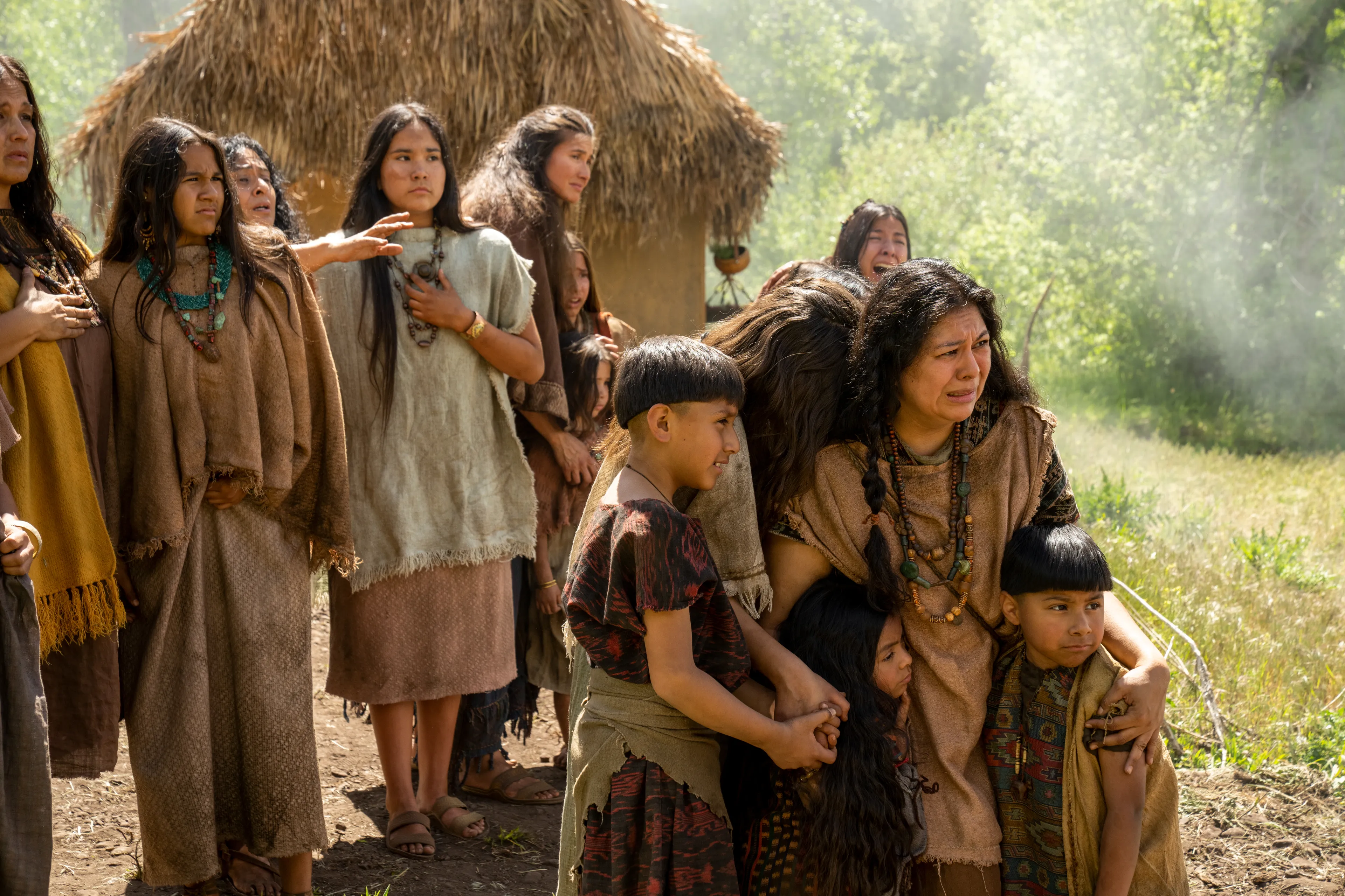 The women and children in the village of Anti-Nephi-Lehi watch in fear as the Lamanites attack their village.