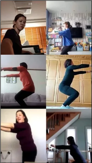 women doing yoga on webcam