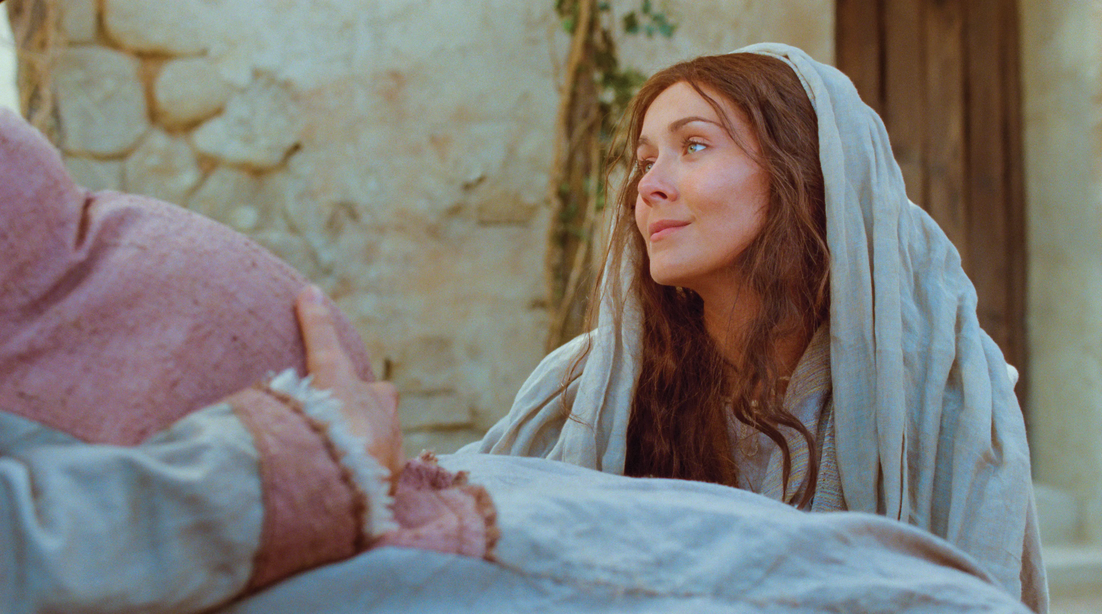 Mary visiting her cousin Elisabeth, who is also expecting a child.