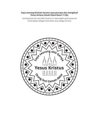 halaman aktiviti: Saya seorang Kristian kerana saya percaya dan mengikuti Yesus Kristus