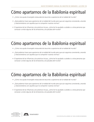 handout, Separating Ourselves from Spiritual Babylon