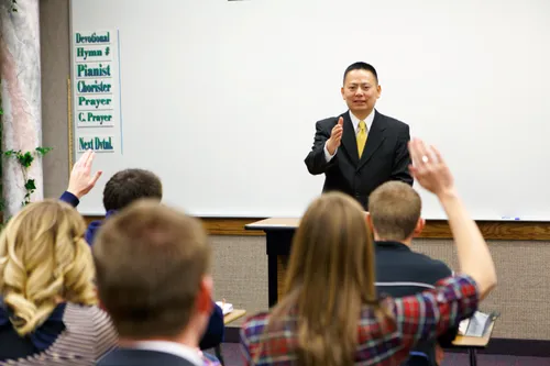 teacher and students in an institute classroom