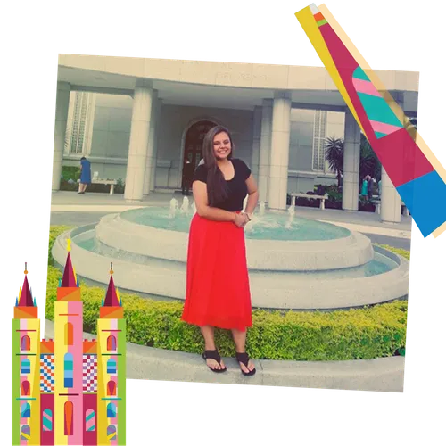 young woman at temple