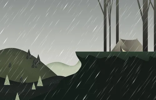 rainy mountain scenery
