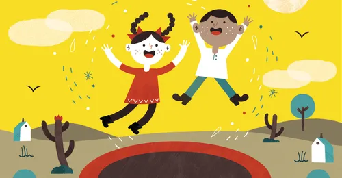 jumping on the trampoline