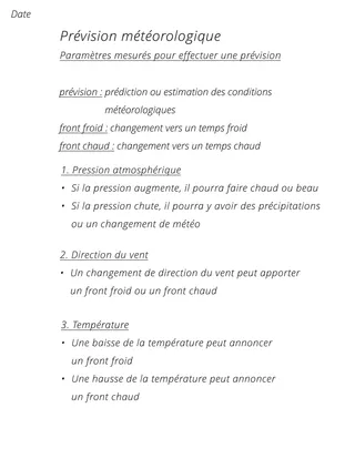 exemple de notes de cours de sciences