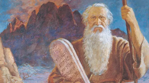Moses holding stone tablets