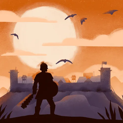 Captain Moroni in front of a fort