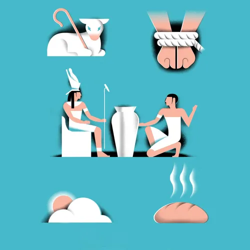 various images, such as a lamb and a loaf of bread, for illustrating similarities between Joseph of Egypt and Jesus Christ