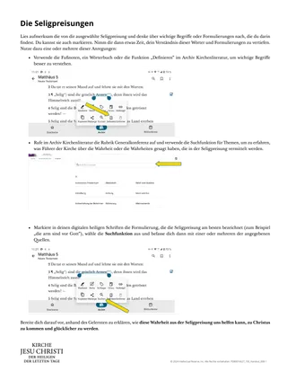 Arbeitsblatt: Die Seligpreisungen