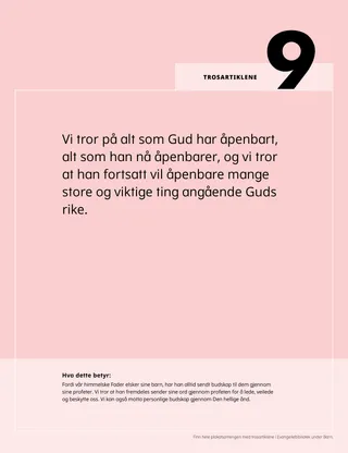 PDF-plakat av niende trosartikkel med en forklaring av hva den betyr