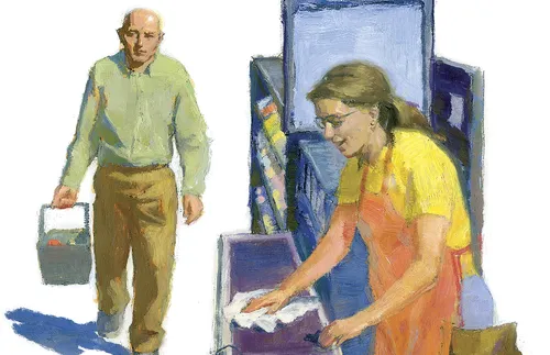 man at the grocery store