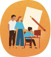 family using computer