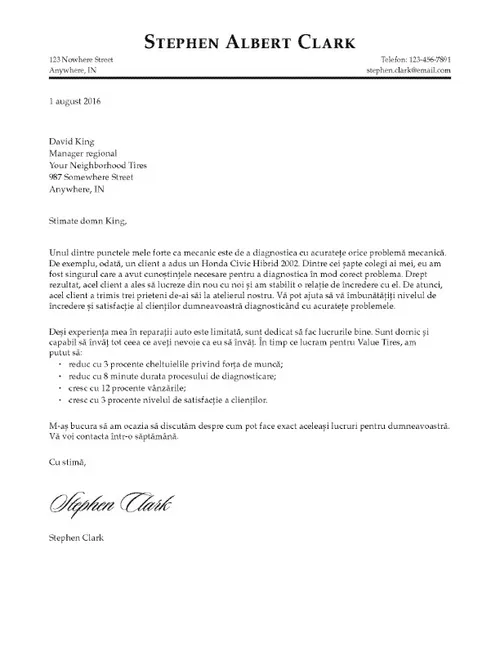 Scrisoare de intenție a lui Clark