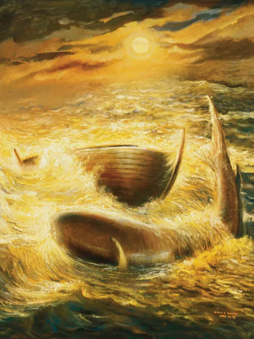 雅列人的平底船在海上航行